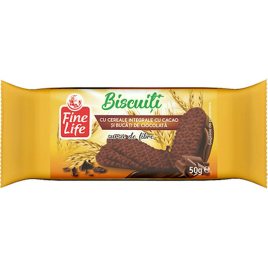 Fine Life Biscuiti cu Cereale si bucati de Ciocolata 50 g
