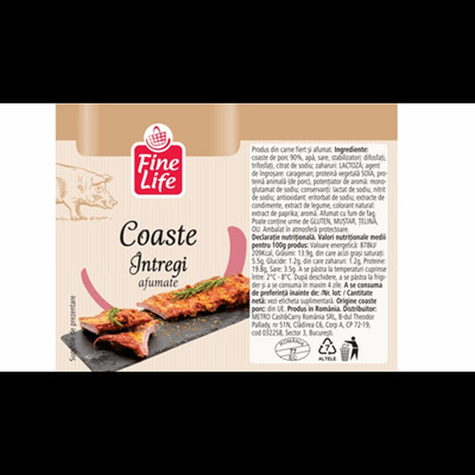 Fine Life Coaste Intregi Afumate, preț/kg (cca. 1 kg)