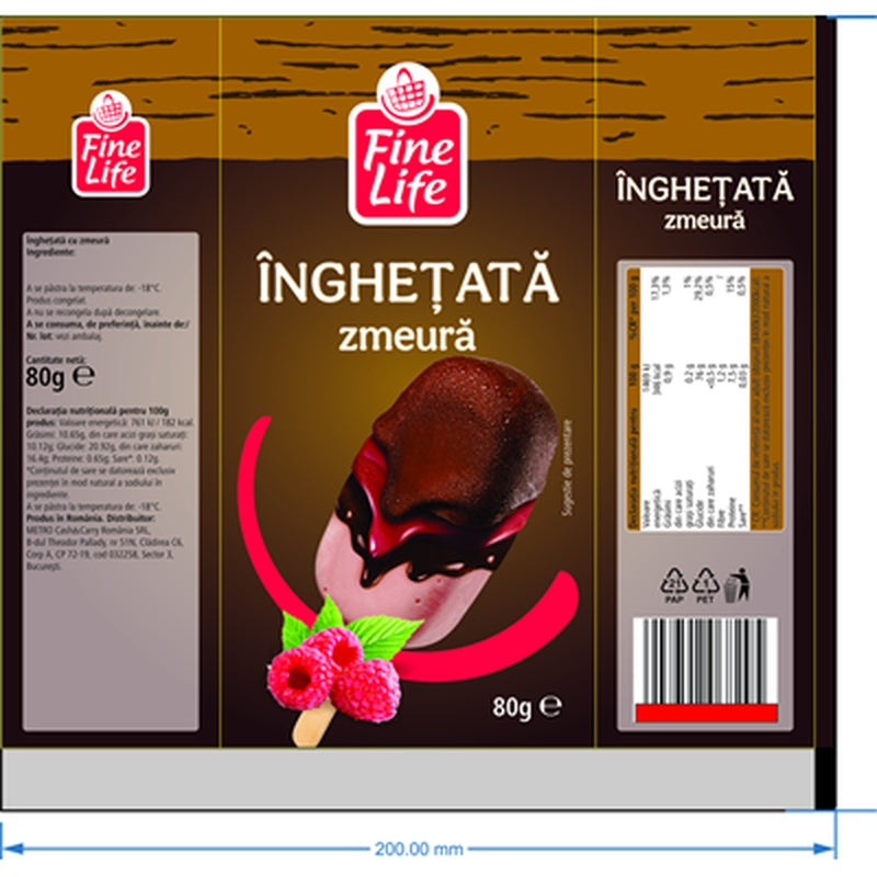 Fine Life Inghetata Zmeura 80 g ❄