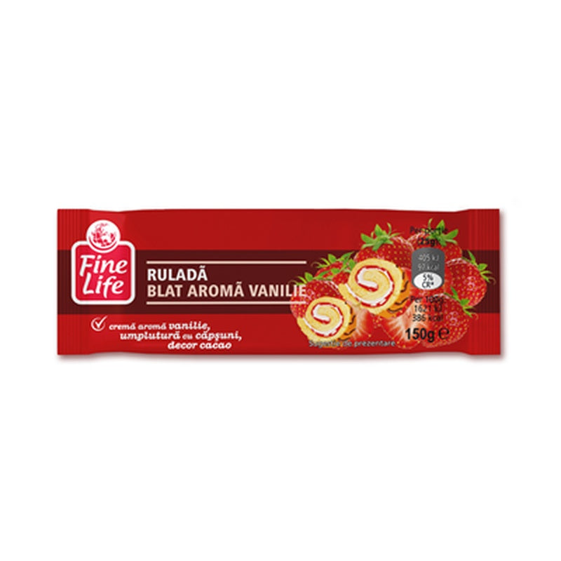 Fine Life Rulada Crema Vanilie si Capsuni 150 g