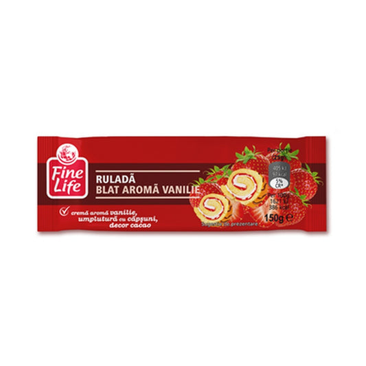 Fine Life Rulada Crema Vanilie si Capsuni 150 g