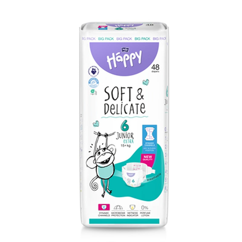 HAPPY Soft & Delicate Junior 48 bucati Scutece Nr. 6