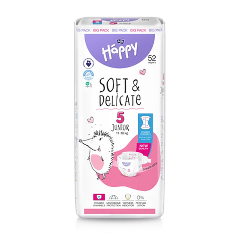HAPPY Soft & Delicate Junior 52 bucati Scutece Nr. 5