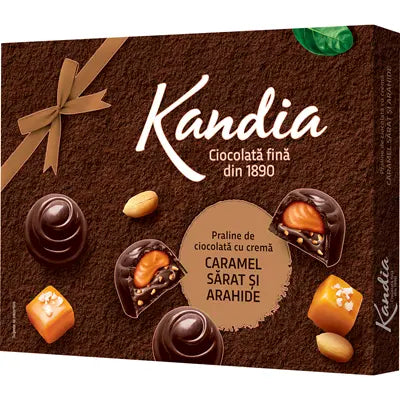 KANDIA Praline de Ciocolata cu Crema de Caramel Sarat si Arahide 104 g - WALTI