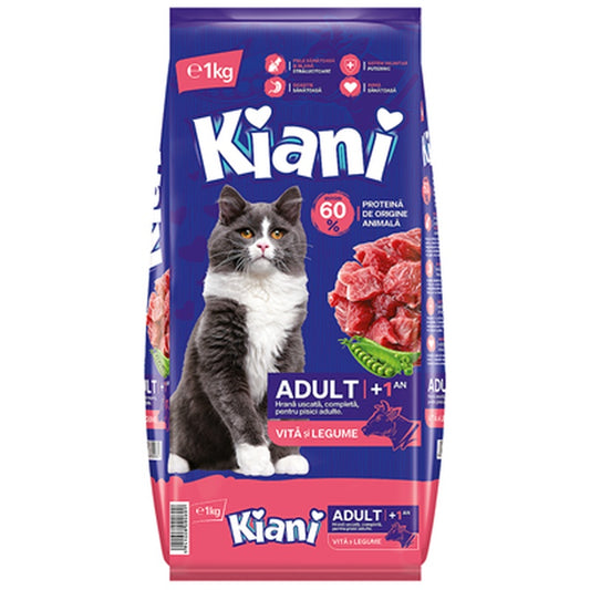 Kiani Adult Hrana Uscata pentru Pisici cu Vita si Legume 1 Kg