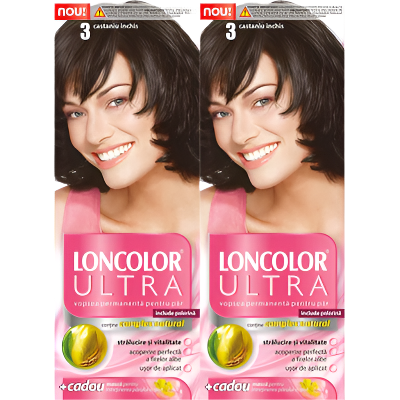 LONCOLOR ULTRA Vopsea de Par Nuanta 3 Castaniu Inchis 2 x 100 ml