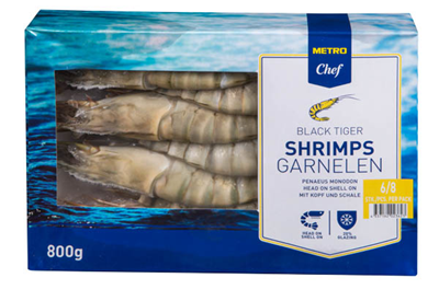 Chef Creveti Cruzi  Head Off Shell Off Calibru 6-8 Congelati 800 g ❄