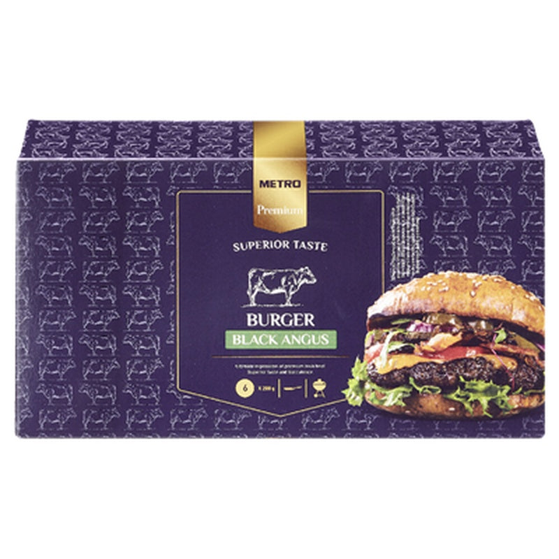 METRO Premium Burger Black Angus Congelat 6 X 200G ❄