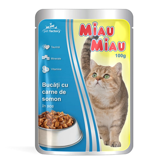 MIAU MIAU Hrana pentru Pisici cu Somon in Sos 100 g