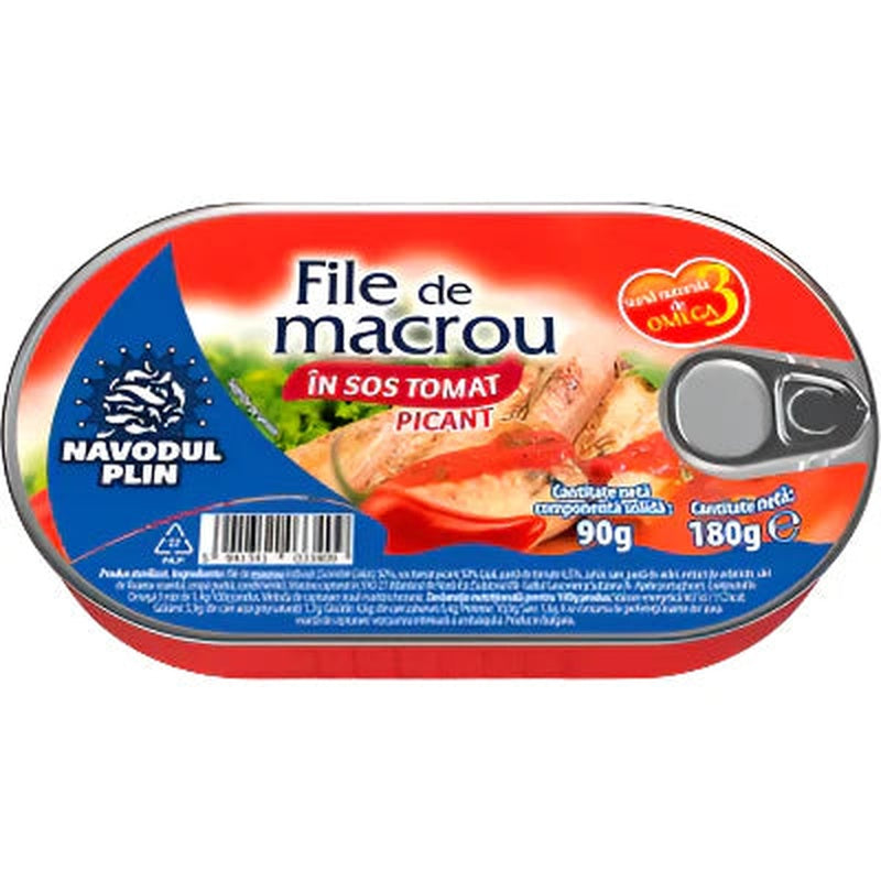NAVODUL PLIN File Macrou in Sos Tomat Picant 180 g