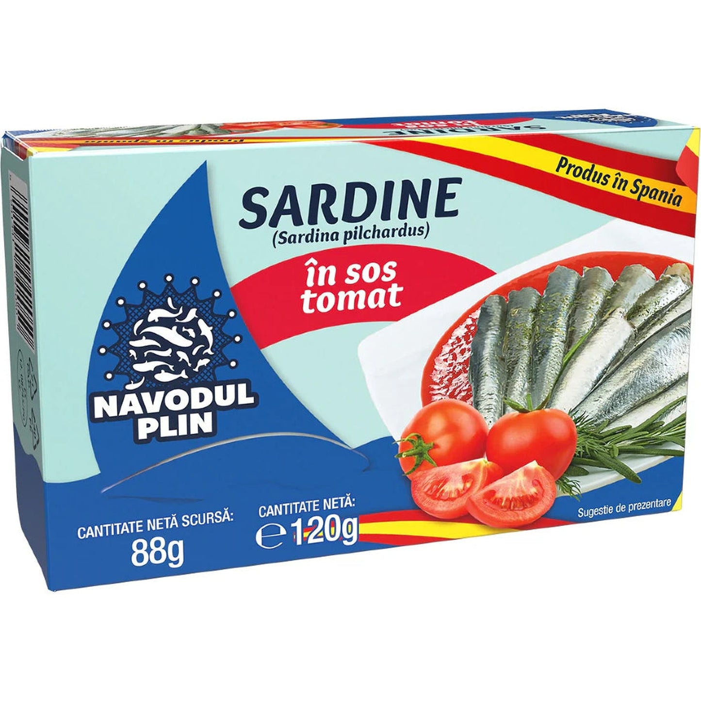 NAVODUL PLIN Sardine în Sos Tomat 120 g