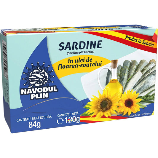 NAVODUL PLIN Sardine în Ulei de Floarea-Soarelui 120 g