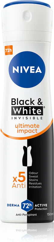 NIVEA Deodorant Spray Women Black & White Ultimate Impact 150 ml - WALTI