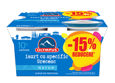 OLYMPUS Iaurt cu Specific Grecesc 10% Grasime 15% Reducere 4 x 150 g
