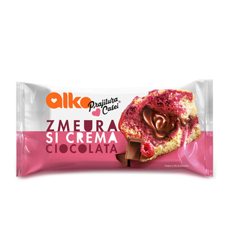 PRAJITURA CASEI cu Zmeura si Crema de Ciocolata 55 g