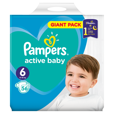 Pampers active baby Scutece Marimea 6 13-18 Kg 56 bucati