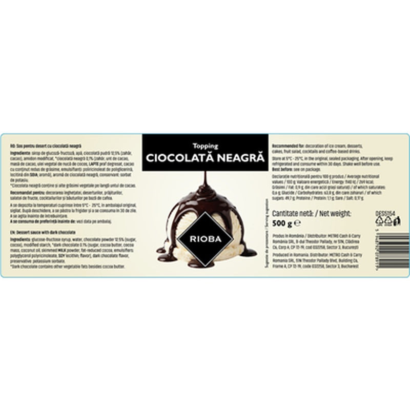 RIOBA Topping Ciocolata Neagra 500 g