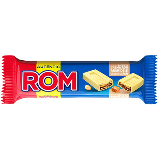 ROM Baton de Ciocolata Alba cu Arahide si Caramel 44 g