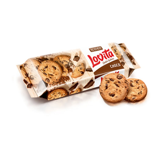 ROSHEN lovita Biscuiti cu Cacao si Bucati de Glazura de Ciocolata cu Lapte 150 g