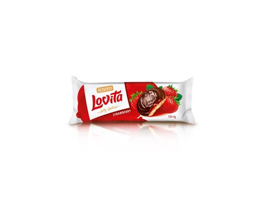 ROSHEN lovita Biscuiti cu Jeleu de Capsuni 50% 135 g - WALTI