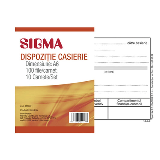 SIGMA Dispozitie De Plata Casier 10 X 100 File
