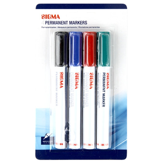SIGMA Marker Permanent Asortat Aluminiu 4 bucati