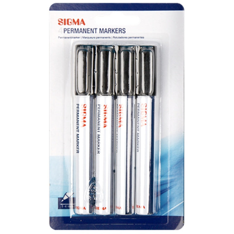 SIGMA Marker Permanent Negru Aluminiu 4 bucati