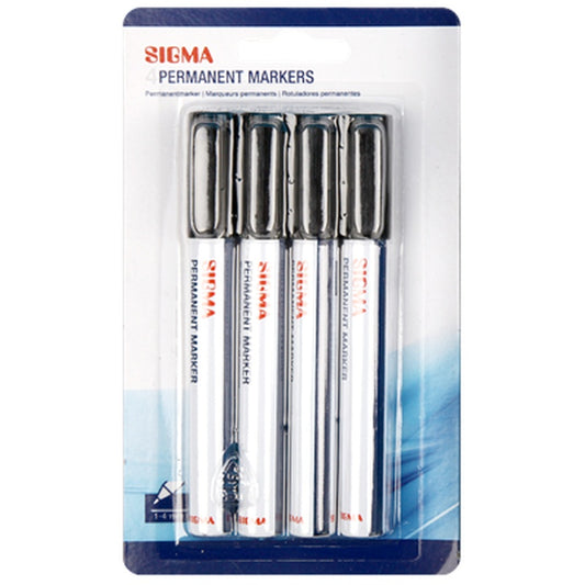 SIGMA Marker Permanent Negru Aluminiu 4 bucati