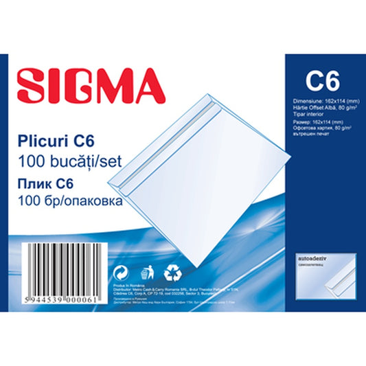 SIGMA Plic C6 Autoadeziva 80G 100 bucati