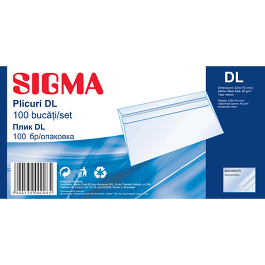 SIGMA Plic Dl Autoadeziv 80G 100 bucati