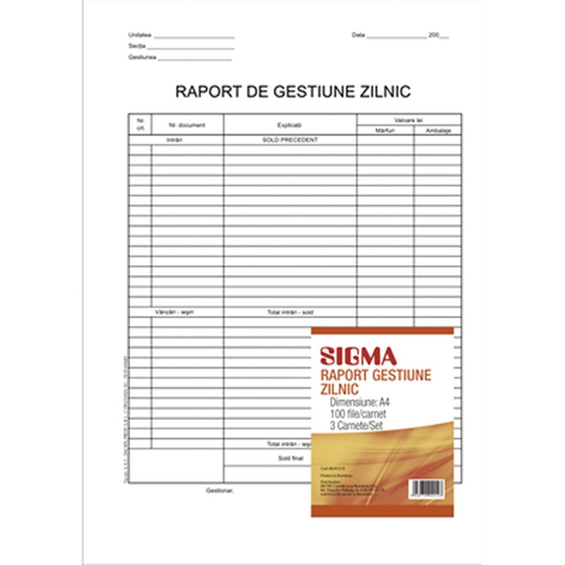 SIGMA Raport Gestiune Zilnica 3 x 100 File