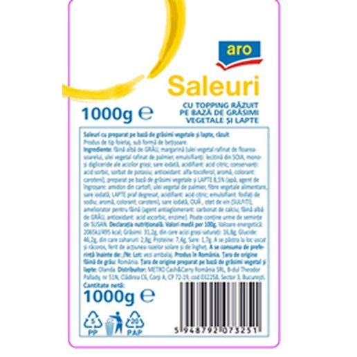 Saleuri cu Topping Razuit pe Baza de Grasimi Vegetale si Lapte 1 Kg