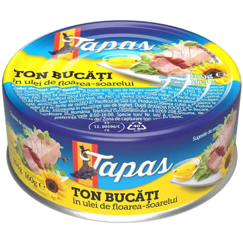 TAPAS Ton Bucati in Ulei Floarea Soarelui 160 g - WALTI