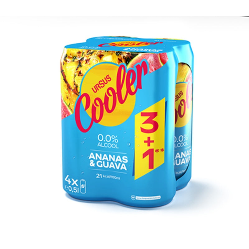 URSUS Cooler Ananas si Guava 0% Doza SGR 3+1 x 0,5 L