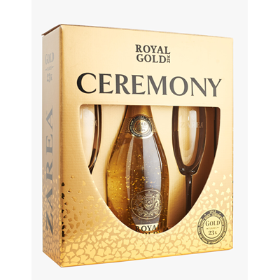 ZAREA ROYAL GOLD Ceremony Pachet Vin Spumant si 2 Pahare SGR 0,75 L