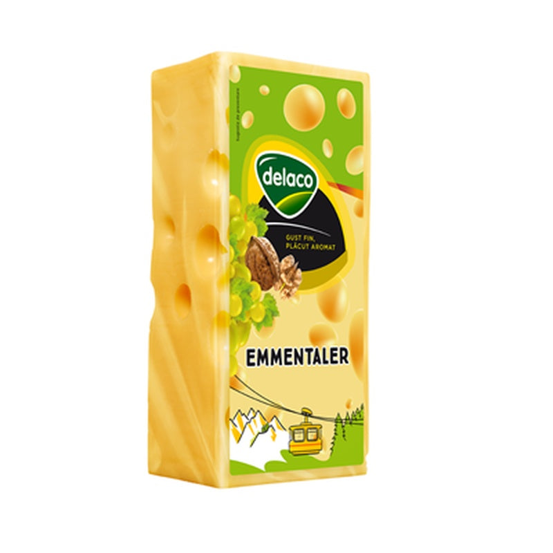 delaco Emmentaler Calup 45 %, preț/kg (cca. 2,4 kg)