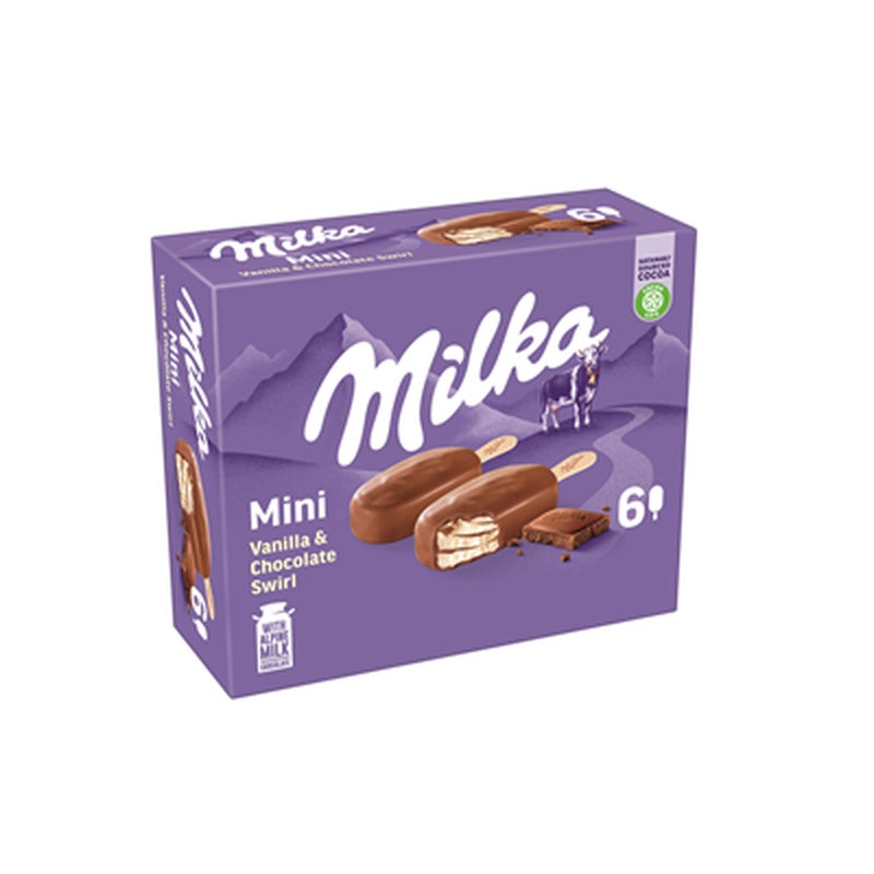 milka 6 Inghetate Mini cu Vanilie si Ciocolata 225 g