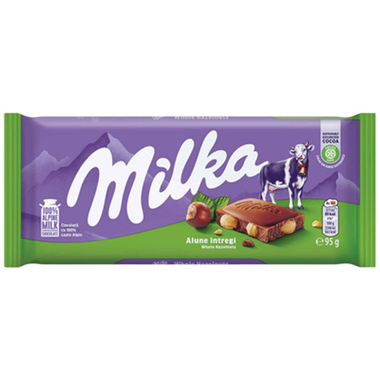 milka Ciocolata Lapte si Alune Intregi 95 g