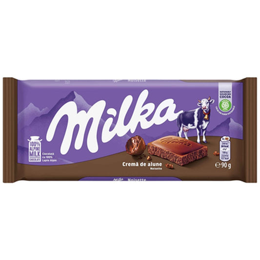 milka Ciocolata Lapte si Crema Alune 90 g