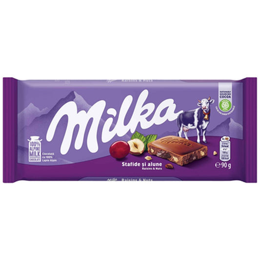 milka Ciocolata Stafide si Alune 90 g