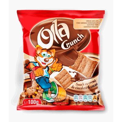 OLLA Crunch Snack cu Cacao si Ciocolata 100 g