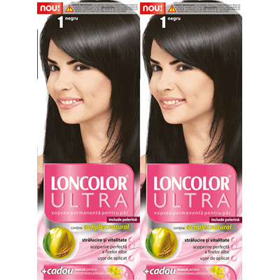 LONCOLOR ULTRA Vopsea de Par Nuanta 1 Negru 2 x 100 ml - WALTI