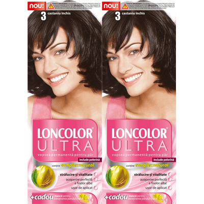 LONCOLOR ULTRA Vopsea de Par Nuanta 3 Castaniu Inchis 2 x 100 ml - WALTI