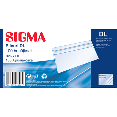 SIGMA Plic Dl Autoadeziv 80G 100 bucati