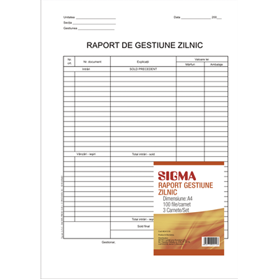 SIGMA Raport Gestiune Zilnica 3 x 100 File