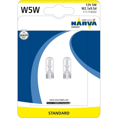 NARVA Set 2 Becuri Auto Pozitie W5W 12 V