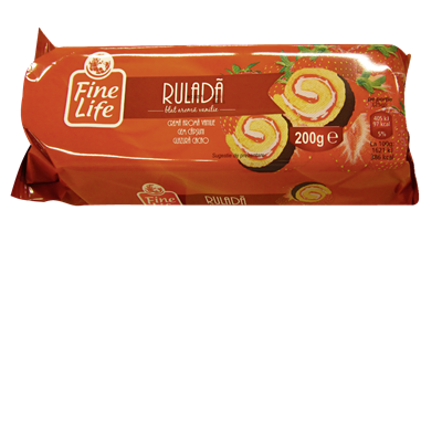 Fine Life Rulada cu Crema de Vanilie si Capsuni Glazurata 200 g - WALTI