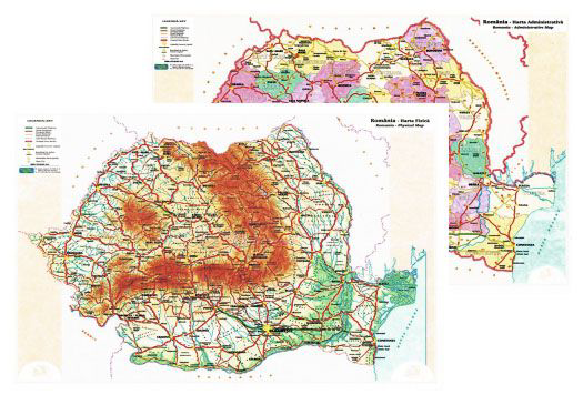 Harta Dubla-Romania 50 x 70 cm
