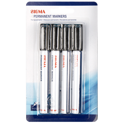 SIGMA Marker Permanent Negru Aluminiu 4 bucati