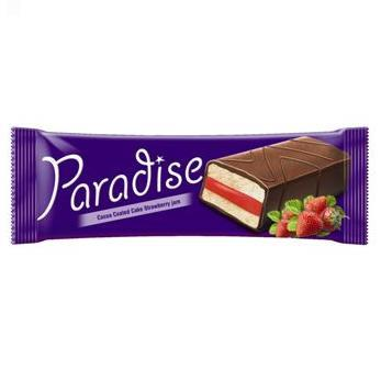 PARADISE Prajitura cu Glazura si Crema de Capsuni 24 x 25 g - WALTI